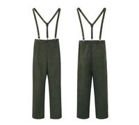 Mavikim Men's Pioneer Colonial Pants Medieval Peasant Bottoms Halloween Cosplay Trousers with Braces Army Green