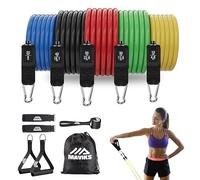 MAVIKS Exercise Bands Resistance Bands for Working Out, Set of 5 Bands, Elastic Resistance Bands for Physical Therapy, Pilates,Yoga, Stretching, Home Fitness with Guide and Carry Bag (Power Bands)