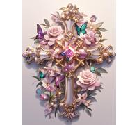 MAVINNE 5D Diamond Painting Cross Kits for Adults, DIY Diamond Art Kits with Full Drill Rhinestone Crystal, Cross Stitch Embroidery Kit, Home Wall Decor, Gift - 30x40 cm B403