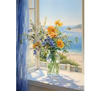 MAVINNE 5D Diamond Painting Flower Kits for Adults, DIY Diamond Art Kits with Full Drill Rhinestone Crystal, Cross Stitch Embroidery Kit, Home Wall Decor, Gift - 30x40 cm B328