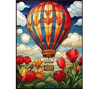 MAVINNE 5D Diamond Painting Hot Air Balloon Kits for Adults, DIY Diamond Art Kits with Full Drill Rhinestone Crystal, Cross Stitch Embroidery Kit, Home Wall Decor, Gift - 30x40 cm B385
