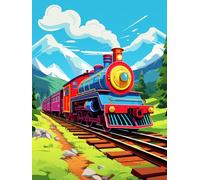 MAVINNE 5D Diamond Painting Train Kits for Adults, DIY Diamond Art Kits with Full Drill Rhinestone Crystal, Cross Stitch Embroidery Kit, Home Wall Decor, Gift - 30x40 cm B458