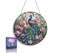 MAVINNE Hanging Diamond Art Kits for Adults, Peacock Pendant Diamond Painting Kits, DIY Acrylic 5D Special Shaped Crystal Home Window Ornament, Craft Ornaments with Chain 20 x 20 cm A7