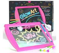 Mavin's Magic - Glow Art - LED Drawing Board for Children - Pink Light Up Drawing Pad, with Glow in The Dark Colouring Pens - Battery Powered Drawing Tablet - Light Up Tracing Pad Suitable for 5+