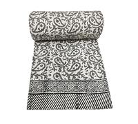 MAVISS HOMES Hand Block Print Kantha Indian Cotton Handmade All Designs Vintage Bedding Bedspread Kantha Quilt King/Queen Size Vintage Bohemian Home Decor Coverlet Throw