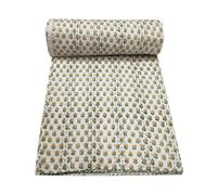 MAVISS HOMES Indian Hand Block Print Kantha Quilt Cotton Bedspread King Size Vintage Bedding BedCover Kantha Boho Traditional Queen/Twin Size Blanket Throw (King, Block 005)