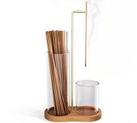 Mavivegue Incense Holder, Wooden Upside Down Incense Holder for Sticks with Removable Glass Ash Catcher for Tea, Yoga, Spa, Zen Meditation, Great Gift for Any Occasion (Brown)