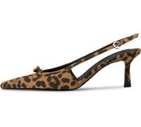 MAVMAX Slingback Heels for Women Bow Pointed Close Toe Stilettos High Kitten Heels Pumps Dress Party Heeled Sandals, Leopard Print, 5.5 UK