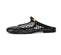 MAVMAX - Transparent Jelly Sandals for Women Mary Jane Mules Breathable Closed Toe Flat Summer Mesh Sandals for Women, Black, 25.5 cm