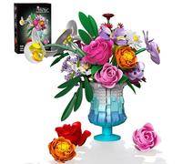 Mavo brix Flower Building Set with Vase, Artificial Botanical Flower Set for Adults Women, Home Décor Display, Romantic Gift for Christmas, Valentine’s Day, Compatible with Lego Flower, 956 PCS