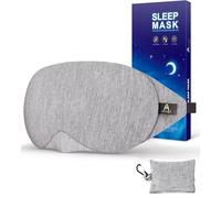 Mavogel Cotton Sleep Eye Mask - Updated Design Light Blocking with Adjustable Nose Bridge, Soft and Comfortable Night Eye Mask for Men Women, Eye Blinder for Shift Work, Includes Travel Pouch, Grey