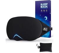 Mavogel Cotton Sleep Eye Mask - Updated Design Light Blocking with Adjustable Nose Bridge, Soft and Comfortable Night Eye Mask for Men Women, Eye Blinder for Shift Work, Includes Travel Pouch, Black