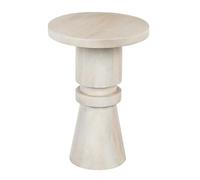 mavon round mango wood end table in grey white