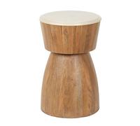 mavon round mango wood end table in oak and white