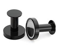 Mavoro Strong Magnetic Hooks for Hanging Coats and Bags. Set of 2 Black Magnet Hooks Heavy Duty Magnets, Neodymium 52 Rare Earth Magnets. Push Pin Style Magnet Hook for Refrigerator, Locker etc