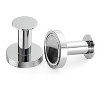 Mavoro Strong Magnetic Hooks for Hanging Coats and Bags. Set of 2 Chrome Magnet Hooks Heavy Duty Magnets, Neodymium 52 Rare Earth Magnets. Push Pin Style Magnet Hook for Refrigerator, Locker etc