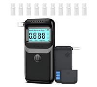 Mavryxen Alcohol Testing Kits with 10 Mouthpieces, Breathalyser Alcohol Tester with LCD Display, 5-Second Fast Detection, Professional Breathalyser Alcohol Tester for Personal and Home Use (Black)