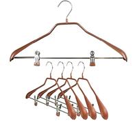 MAWA by Reston Lloyd, BodyForm Series with Strong Adjustable Clips,Non-Slip Metal Clothing Hanger for Suits, Dresses, & Shirts, 1.5 inch Wide Shoulder, Style 42/LK, Set of 5, Copper