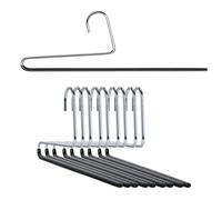 Mawa by Reston Lloyd Reverse Hook Trouser Series Non-Slip Space-Saving clothes Hanger with Single Rod for Pants Style KH35U Set of 10 Black