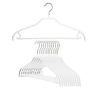 Mawa by Reston Lloyd Silhouette Series Non-Slip Space Saving Clothes Hanger with Bar & Hook for Pants and Skirts, Style 41/FRS, Set of 12, White