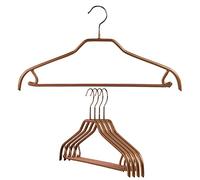 MAWA by Reston Lloyd Silhouette Series Non-Slip Space Saving Clothes Hanger with Bar & Hook for Pants and Skirts, Style 41/FRS, Set of 5, Copper