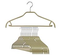 MAWA by Reston Lloyd Silhouette Series Non-Slip Space Saving Clothes Hanger with Bar & Hook for Pants and Skirts, Style 41/FRS, Set of 12, Gold