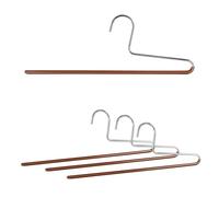 MAWA by Reston Lloyd Trouser Series Non-Slip Space-Saving Clothes Hanger with Single Rod for Pants, Made of Cold-Rolled Steel, Style KH/1, Set of 4, Copper