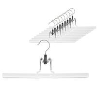 MAWA Clamp Hanger [Set of 10] Space-saving, Perfect for Trousers, Panties, Skirts, 360° Swivel Hook, High-quality, Anti-slip Coating, 36 CM, White
