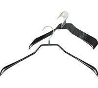 MAWA Hanger for Clothes, Bodyform, Set of 10, Body-Shaped Metal Hanger for Jackets, Coats, Blazers and Jackets, 360° Rotatable, with Anti-Slip Coating, 46 cm, Black