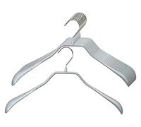 MAWA Hanger for Clothes, Bodyform, Set of 10, Space-Saving and Non-Slip, Metal Hangers with Shoulder Support for Jackets, Coats and Blazers, 360° Rotatable, 46 cm, Silver