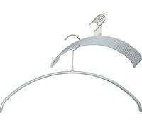 MAWA Hanger for Clothes, Economic P, Set of 10, Space Saving and Non-Slip, Round-Shaped, Top Hanger for T-Shirts and Jumpers, 360° Rotatable, with Anti-Slip Coating, 40 cm, Silver