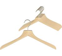 MAWA Hanger for Clothes, Profi, Set of 10, Wooden Hangers for Jackets, Coats, Jumpers, Blazers and More, FSC® Certified, Beech, 360° Rotatable, 45 cm, Natural