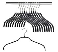 MAWA Hanger for Clothes, Silhouette F, Set of 10, Space Saving and Non-Slip, Top Hanger for Shirts and Blouses, 360° Rotatable, with Anti-Slip Coating, 41 cm, Black