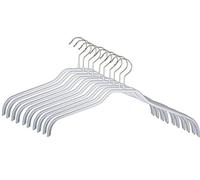 MAWA Hanger for Clothes, Silhouette F, Set of 10, Space Saving and Non-Slip, Top Hanger for Shirts and Blouses, 360° Rotatable, with Anti-Slip Coating, 36 cm, White