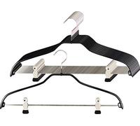 MAWA Hanger for Clothes, Silhouette FK, Set of 10, Space-saving and Universal, with Clip Bar for Trousers, Skirts and Tops, with Anti-slip Coating, 41 cm, Black