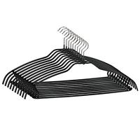 MAWA Hanger for Clothes, Silhouette Light FTU, Set of 10, Space-saving Hangers with Bar, for tops, Trousers and Skirts, 360° Rotatable, with Anti-slip Coating, 42 cm, Black