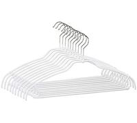 MAWA Hanger for Clothes, Silhouette Light FTU, Set of 10, Space-saving Hangers with Bar, for tops, Trousers and Skirts, 360° Rotatable, with Anti-slip Coating, 42 cm, White