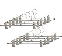 MAWA Hanger for Clothes with Clips, Clip K/D, Set of 10, Space-Saving Hanger for Trousers and Skirts, with Anti-Slip Coated Clips, 360° Rotatable, 30 cm, Silver