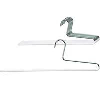 MAWA Hanger for Trousers, KH, Set of 10, Hangers for Clothes, Space Saving and Non-Slip, Perfect for Jeans, Fabric and Suit Pants, with Anti-Slip Coating, 35 cm, White