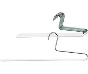 MAWA Hanger for Trousers, KH, Set of 10, Hangers for Clothes, Space Saving and Non-Slip, Perfect for Jeans, Fabric and Suit Pants, with Anti-Slip Coating, 35 cm, White