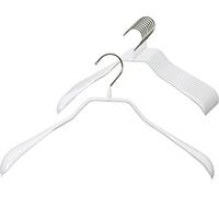 MAWA Hanger [Set of 10] Body-shaped, Broad shoulder, Metal Hanger with Shoulder Support for Jackets, Coats and Blazers, 360° Swivel Hook, Durable, Anti-slip Design, 42 CM, White