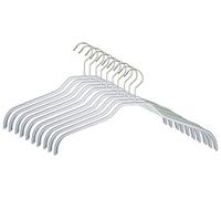MAWA Hanger [Set of 10] Slim, Space-saving, Non-slip, Durable Metal Hanger, Perfect for T-shirts and Jumpers, 360° Swivel Hook, Durable, Anti-slip Coating, 41 CM, White