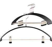 MAWA Hanger, Set of 10, Thin, Space-saving, Non-slip, Metal Hanger with a Trouser Bar and Clips, Perfect for T-shirts, Tops, Panties, and Skirts, 360° Swivel Hook, Anti-slip Coating, 40 cm, Black