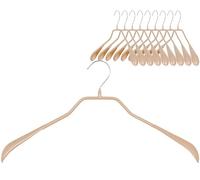 MAWA Hangers for Clothes, Bodyform, Set of 10, Body-Shaped Metal Hangers for Jackets, Coats, Blazers and Jackets, 360° Rotatable, with Anti-slip Coating, 42 cm, Latte