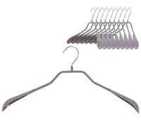 MAWA Hangers for Clothes, Bodyform, Set of 10, Body-Shaped Metal Hangers for Jackets, Coats, Blazers and Jackets, 360° Rotatable, with Anti-slip Coating, 42 cm, Stone Grey