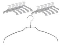 MAWA Light Clothes Hangers, Set of 100 50% Space Saving and Non-Slip Hangers, Ideal for Shirts and Blouses, with 360° Rotating Hook and Non-Slip Coating, 42 cm, Silver