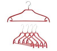 Mawa Reston Lloyd Silhouette 41/FRS, Non-Slip Metal Clothing Hanger with Pant Bar & Hook, Red, Pack of 5, 5 Piece
