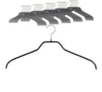 MAWA Set of 50 Space Saving Non Slip Hangers for Shirts and Blouses with 360° Swivel Hook, Non-Slip Coating, 41 cm, Black
