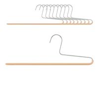 MAWA Trouser Hangers, Set of 10 Hangers, Space Saver Hangers, Ideal for Jeans, Fabric and Suit Trousers, Bar with Non-Slip Coating, 35 cm, Latte Macchiato