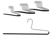 MAWA Trouser Hangers Set of 50 Space Saving Hangers Ideal for Jeans, Fabric Trousers and Suit Trousers with Non-Slip Bar 35cm Black